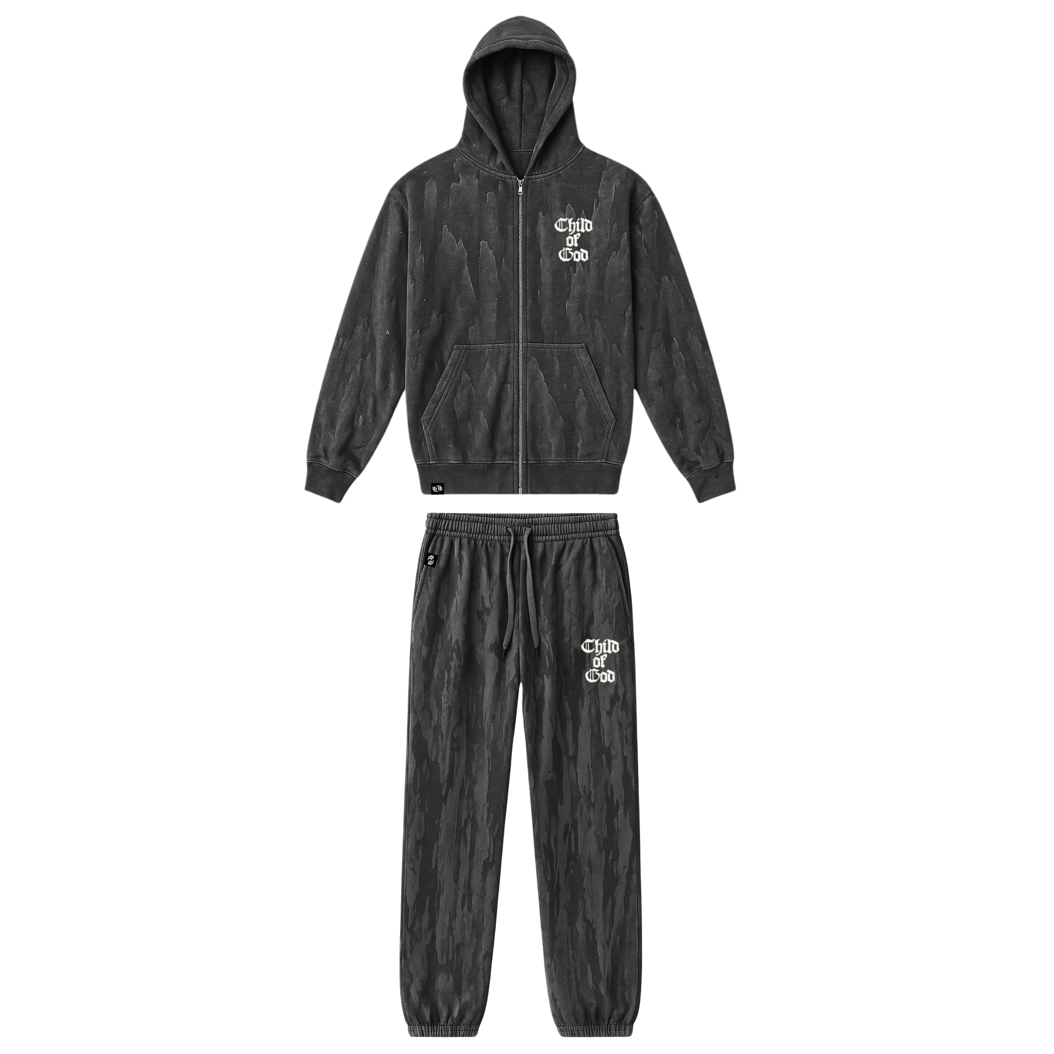 Child Of God Drip Dye Zip Hoodie Set – Threaded Blessings