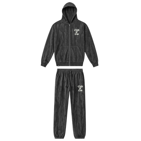 Child Of God Drip Dye Zip Hoodie Set