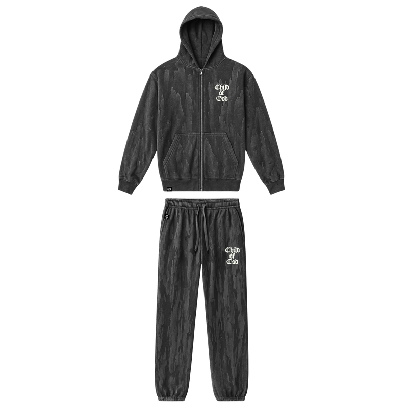 Child Of God Drip Dye Zip Hoodie Set