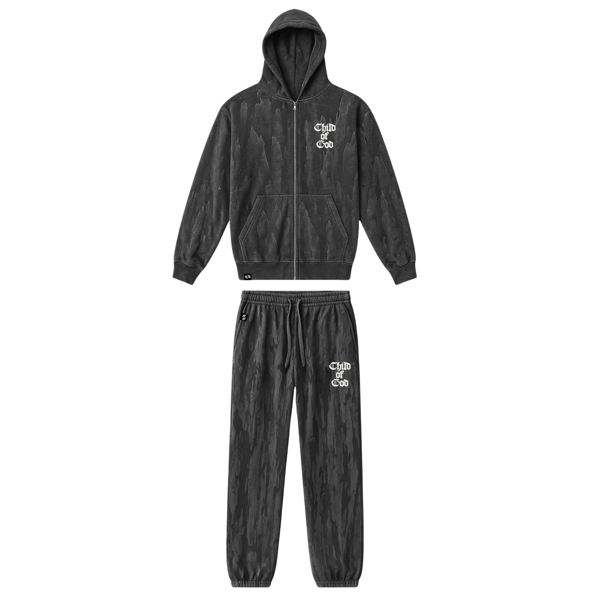 Child Of God Drip Dye Zip Hoodie Set