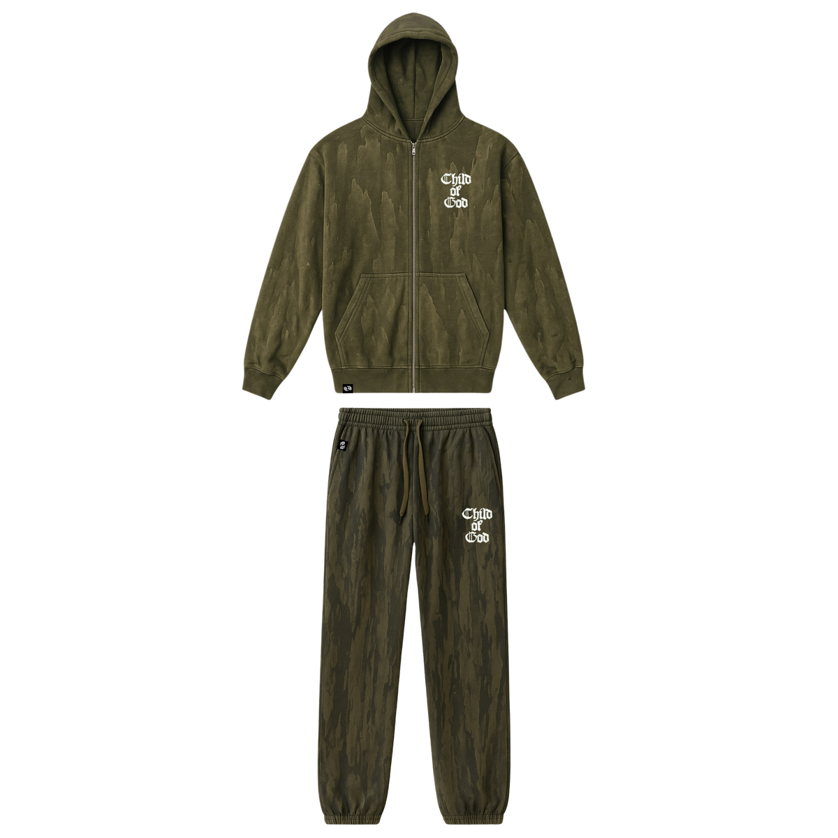Child Of God Drip Dye Zip Hoodie Set
