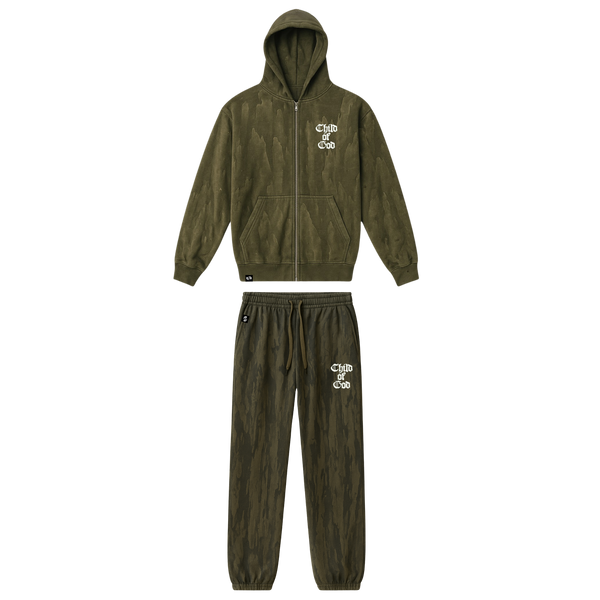 Child Of God Drip Dye Zip Hoodie Set
