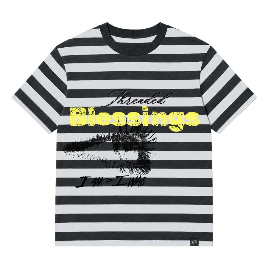 Threaded Blessings - I Am > I Was Striped T-Shirt