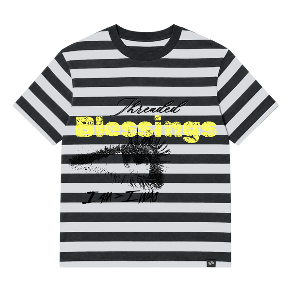 Threaded Blessings - I Am > I Was Striped T-Shirt